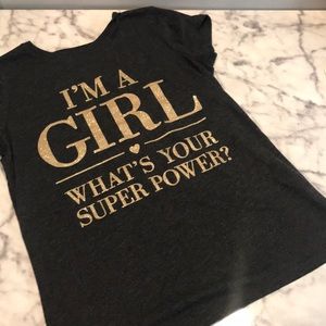 Barely worn grey and gold girl’s shirt.